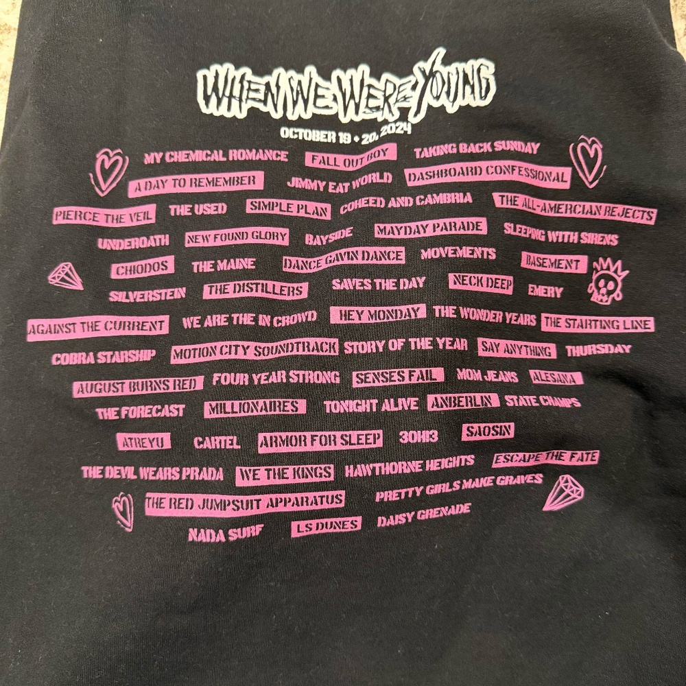When We Were Young Festival Hoodie 2024 Las Vegas Band Lineup Size Medium